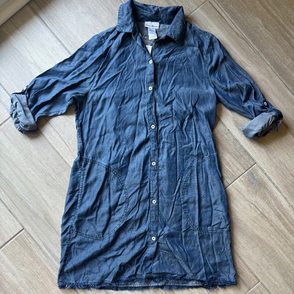 Tommy Bahama Chambray Boyfriend Button-Up Shirt Dress – Size Small – NWT